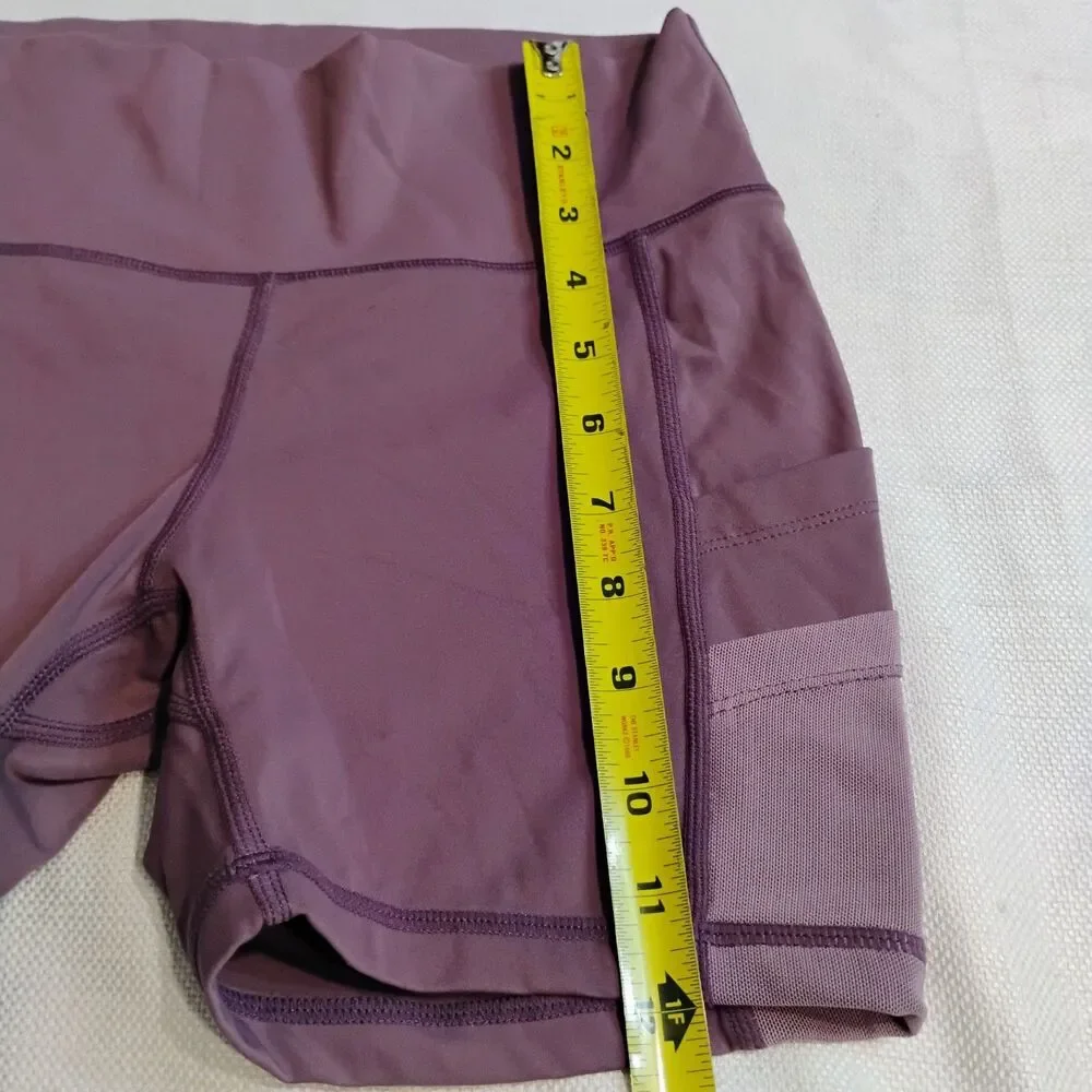 Seamaid Women’s Yoga Bike Shorts Small Purple 4" Inseam High Waist 4 Pockets - Picture 10 of 12